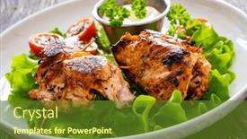  Presentation with mozzarella cheese - Slides with wrapped-chicken-breasts-filled background and a tawny brown colored foreground