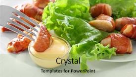  Presentation with bacon - Colorful PPT layouts enhanced with wrapped chicken into gravy boat backdrop and a yellow colored foreground