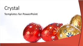  Presentation with christian easter jesus risen - Audience pleasing PPT theme consisting of wrapped chocolated easter eggs isolated backdrop and a  colored foreground