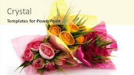  Presentation with flowers - Beautiful presentation design featuring wrapped-flowers-in-the-flowershop backdrop and a blonde colored foreground