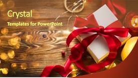  Presentation with wooden lighting - Audience pleasing presentation theme consisting of wrapped gift box baubles candle backdrop and a red colored foreground
