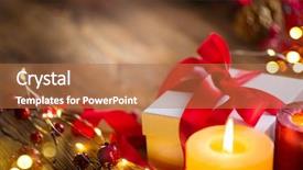  Presentation with christmas red - Audience pleasing presentation theme consisting of wrapped gift box baubles candle backdrop and a coral colored foreground