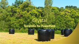  Presentation with agriculture - Slides with wrapped-hay-bales-in-agriculture background and a tawny brown colored foreground