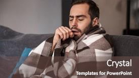  Presentation with photo - Cool new PPT theme with wrapped in blanket having temperature backdrop and a tawny brown colored foreground