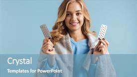  Presentation with elderly holding pills - Colorful presentation theme enhanced with wrapped in blanket holding pills backdrop and a  colored foreground