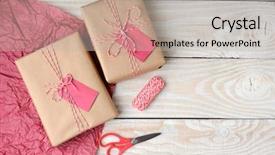  Presentation with tissue paper - PPT theme featuring wrapped in plain brown paper background and a soft green colored foreground