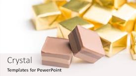  Presentation with candy - PPT layouts consisting of wrapped nougat candy isolated on white background background and a lemonade colored foreground