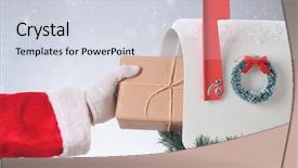  Presentation with brown paper sack - Colorful slide set enhanced with wrapped package in a mailbox backdrop and a  colored foreground