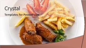  Presentation with french fries - Presentation theme with wrapped pork chop with french fries background and a lemonade colored foreground