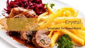  Presentation with beetroot - Slides enhanced with wrapped-pork-with-french-fries background and a yellow colored foreground