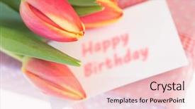  Presentation with birthday greetings - Presentation design featuring wrapped present with happy birthday background and a lemonade colored foreground