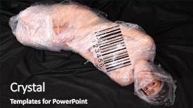  Presentation with code - Cool new theme with wrapped woman with bar code backdrop and a  colored foreground