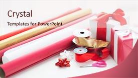  Presentation with christmas presents - PPT theme enhanced with gift wrapping - holidays and celebration concept background and a  colored foreground