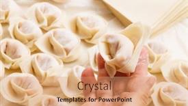  Presentation with dumpling - Slide set featuring wrapping-of-chinese-dumpling background and a coral colored foreground