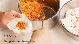  Presentation with dumpling - PPT layouts enhanced with wrapping-of-chinese-dumpling background and a lemonade colored foreground