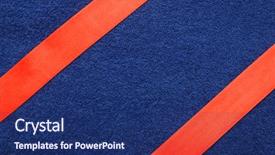  Presentation with gift ribbon - Cool new PPT theme with wrapping red ribbon gift on blue background backdrop and a navy blue colored foreground