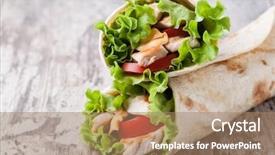  Presentation with chicken little - Beautiful slides featuring wraps - chicken fajita wrap sandwich backdrop and a coral colored foreground
