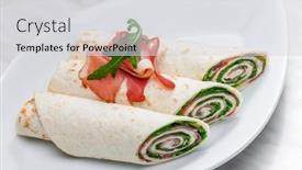  Presentation with chinese pastry or mooncake filled - Slides having wraps-filled-with-letuce background and a light gray colored foreground