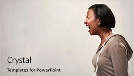  Presentation with african american protest - Cool new presentation theme with wrath - angry screaming african american woman backdrop and a light gray colored foreground