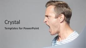  Presentation with emotional crisis - Slide deck with wrath - emotional man on grey background background and a  colored foreground