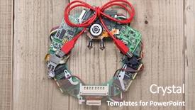  Presentation with christmas card - Beautiful slides featuring wreath made by old computer backdrop and a coral colored foreground