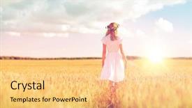  Presentation with summer flowers - Amazing slide deck having wreath of flowers and white backdrop and a yellow colored foreground