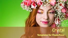  Presentation with makeup - Colorful presentation theme enhanced with wreath of spring flower backdrop and a  colored foreground