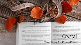  Presentation with autumn - Colorful slides enhanced with wreath reading - beautiful autumn composition with book backdrop and a light gray colored foreground