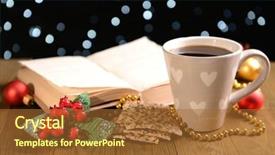  Presentation with hot and cold coffee cup - Presentation design having new caledonia barrier reef vintage background and a tawny brown colored foreground