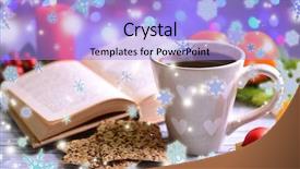  Presentation with coffee cup diary - Slide set with wreath reading - composition of book with cup background and a  colored foreground