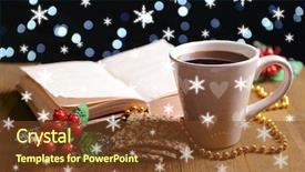  Presentation with coffee book - Amazing slide set having wreath reading - composition of book with cup backdrop and a  colored foreground