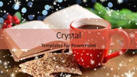  Presentation with hot and cold coffee cup - Slide set enhanced with wreath reading - composition of book with cup background and a  colored foreground