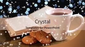  Presentation with coffee book - Amazing presentation design having wreath reading - composition of book with cup backdrop and a soft green colored foreground