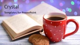  Presentation with book holy bible table - PPT layouts with wreath reading - composition of book with cup background and a light blue colored foreground