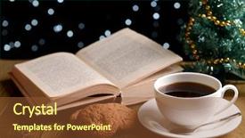  Presentation with coffee cup diary - Cool new theme with wreath reading - composition of book with cup backdrop and a tawny brown colored foreground