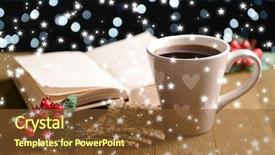  Presentation with reading table - Beautiful slide deck featuring wreath reading - composition of book with cup backdrop and a tawny brown colored foreground