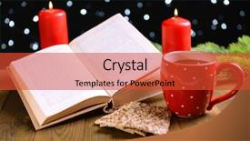  Presentation with coffee book - Beautiful slide set featuring wreath reading - composition of book with cup backdrop and a red colored foreground