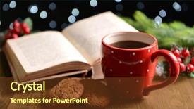  Presentation with coffee book - Slide set featuring wreath reading - composition of book with cup background and a  colored foreground