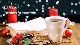  Presentation with coffee book - Slides having wreath reading - composition of book with cup background and a  colored foreground