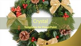 Presentation with white christmas - Beautiful presentation theme featuring wreath with leafs of mistletoe backdrop and a tawny brown colored foreground