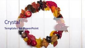  Presentation with multicolored autumn leaves orange yellow red - Cool new slides with wreath with red leaves seed backdrop and a sky blue colored foreground
