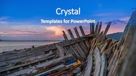  Presentation with fishing boat - PPT theme enhanced with wreck-of-a-fishing-boat background and a cobalt blue colored foreground