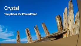  Presentation with fishing boat - PPT theme enhanced with wreck-of-a-fishing-boat background and a dark gray colored foreground