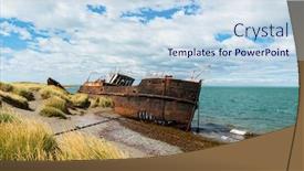  Presentation with 19th century - Cool new presentation theme with wreck-of-amadeo-steamship-build backdrop and a sky blue colored foreground