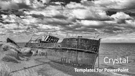  Presentation with 19th century - Audience pleasing presentation consisting of wreck-of-amadeo-steamship-build backdrop and a gray colored foreground