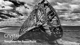  Presentation with 19th century - Presentation design with wreck-of-ambassador-tea-clipper background and a dark gray colored foreground