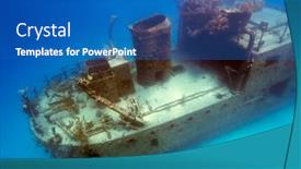  Presentation with scuba diving - PPT theme consisting of wreck-of-the-prince-albert background and a teal colored foreground
