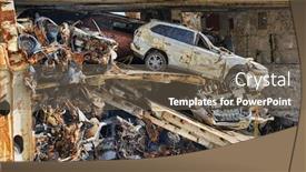  Presentation with ship - Presentation design having wrecked-car-reamains background and a violet colored foreground