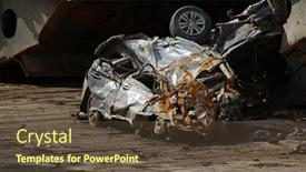  Presentation with shape - Audience pleasing slides consisting of wrecked-car-with-crashed-shape backdrop and a tawny brown colored foreground