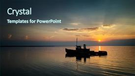  Presentation with abandoned - PPT theme featuring wrecking - abandoned ship wreck in tuzla background and a tawny brown colored foreground